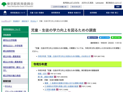 児童・生徒の学力向上を図るための調査